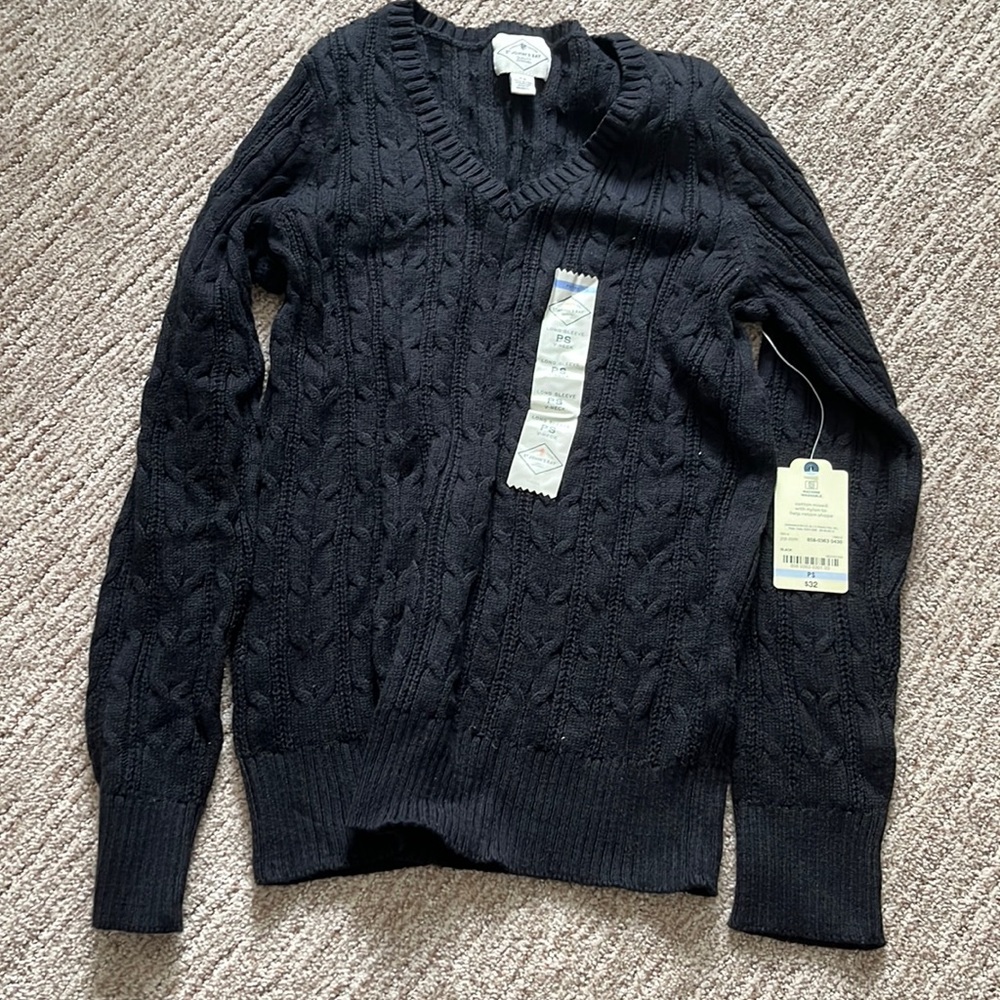 St. John’s Bay black v-neck cable sweater